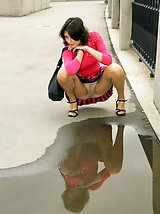 27 pictures - Tan hose tightly hold pantieless chick?s ass and pussy