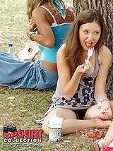 12 pictures - Looking up skirts in the park