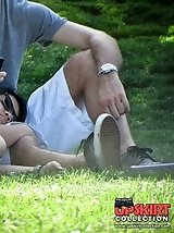12 pictures - Sneak peek at her cute panties. Candid cam upskirt