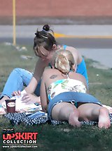 24 pictures - Sexy blonde in bikini. Hot upskirt view