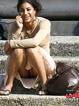 24 pictures - Upskirt of a squatting ebony beauty. Squat upskirt