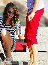 12 pictures - Outdoor sitting upskirt views