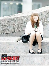 12 pictures - Sultry sitting upskirt photos