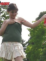 12 pictures - Upskirt, flashed while she was taking off her bra